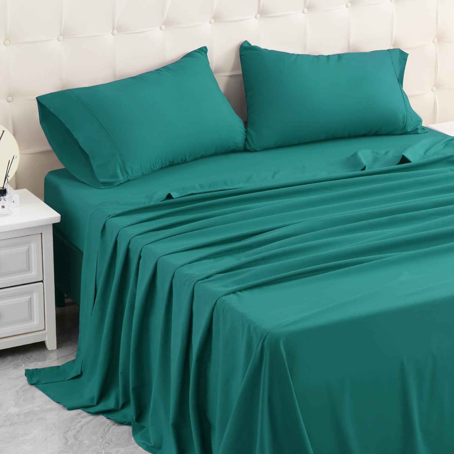 MICORAL Twin Bed Sheets Set - Soft, Breathable Bedding with 16" Deep Pocket Design | Turquoise (3 Pieces)