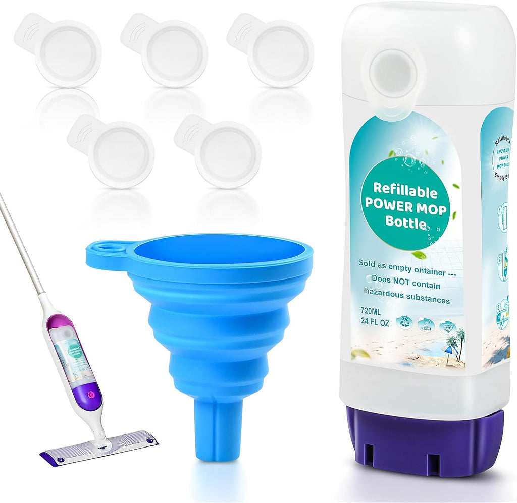 Skiennix 720ml Reusable Solution Bottle - Leak-Resistant Design for Swiffer Powermop