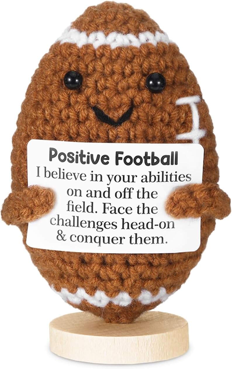 Positive Football Gifts - Handmade Crochet Football Doll | Unique Funny Gift for Men & Women