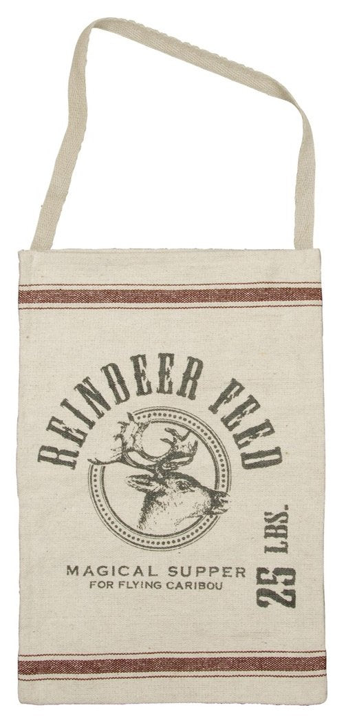 Primitives by Kathy Vintage Sack Style Hanging Bag, Reindeer Feed