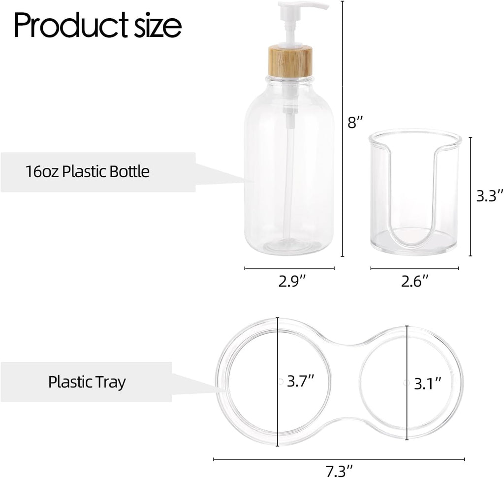 Regine Switzerland Mouthwash Dispenser - 16oz Clear Plastic with Cup Holder & Tray