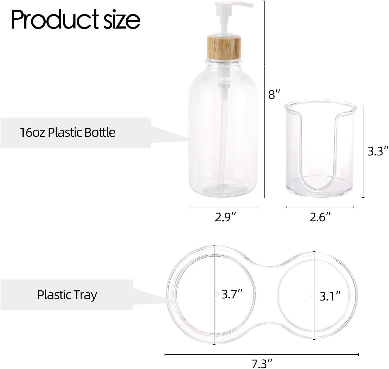 Regine Switzerland Mouthwash Dispenser - 16oz Clear Plastic with Cup Holder & Tray