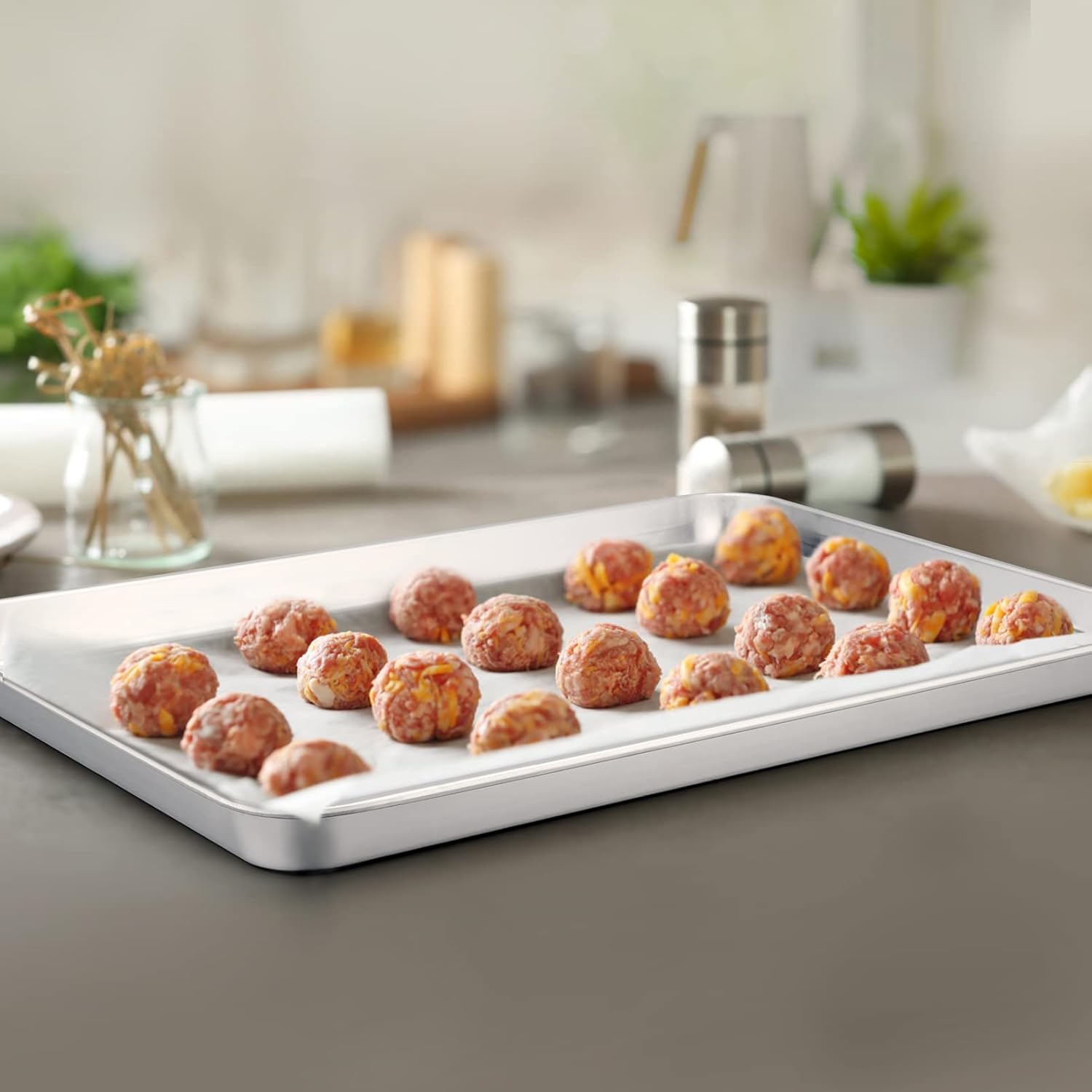 TeamFar Stainless Steel Baking Sheet - Large 17.6’’ x 13’’ Cookie Pans, Non-Toxic & Dishwasher Safe, Set of 2