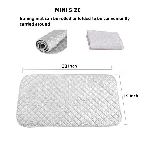 Magnetic Ironing Mat Blanket Ironing Board Replacement, Iron Board Alternative Cover, Portable Travel Ironing Pad, Quilted Heat Resistant Ironing Pad Cover for Washer, Dryer, Table Top 33"X 19" (Gray)
