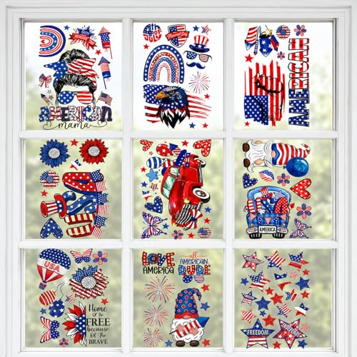 4th of July Window Clings Set - 102 Reusable Patriotic Decals