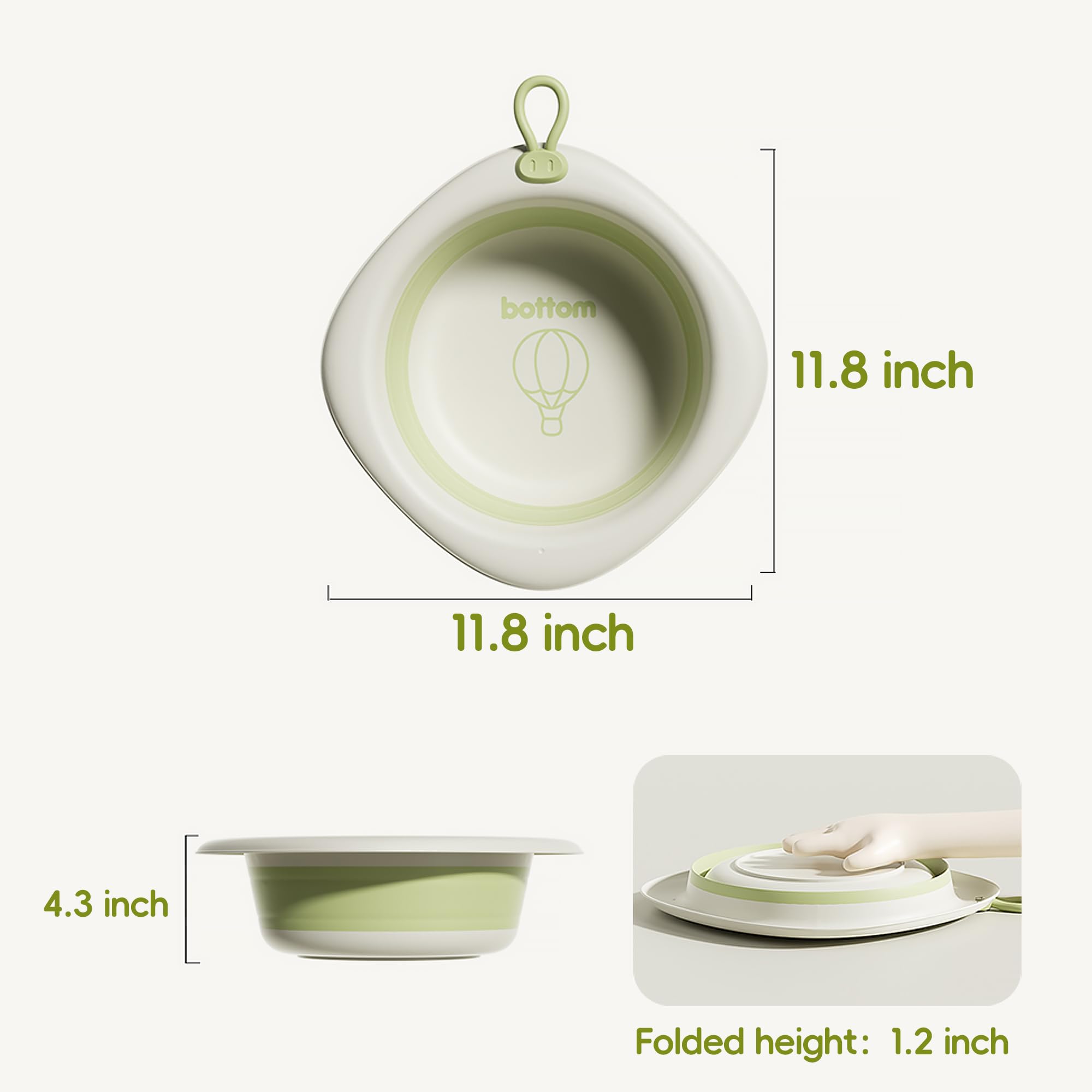 Bellglee 3-Pack Collapsible Wash Basin Set, Baby Kids Foldable Small Wash Basin, Portable Plastic Basins for Bottles, Travel, Camping, Laundry