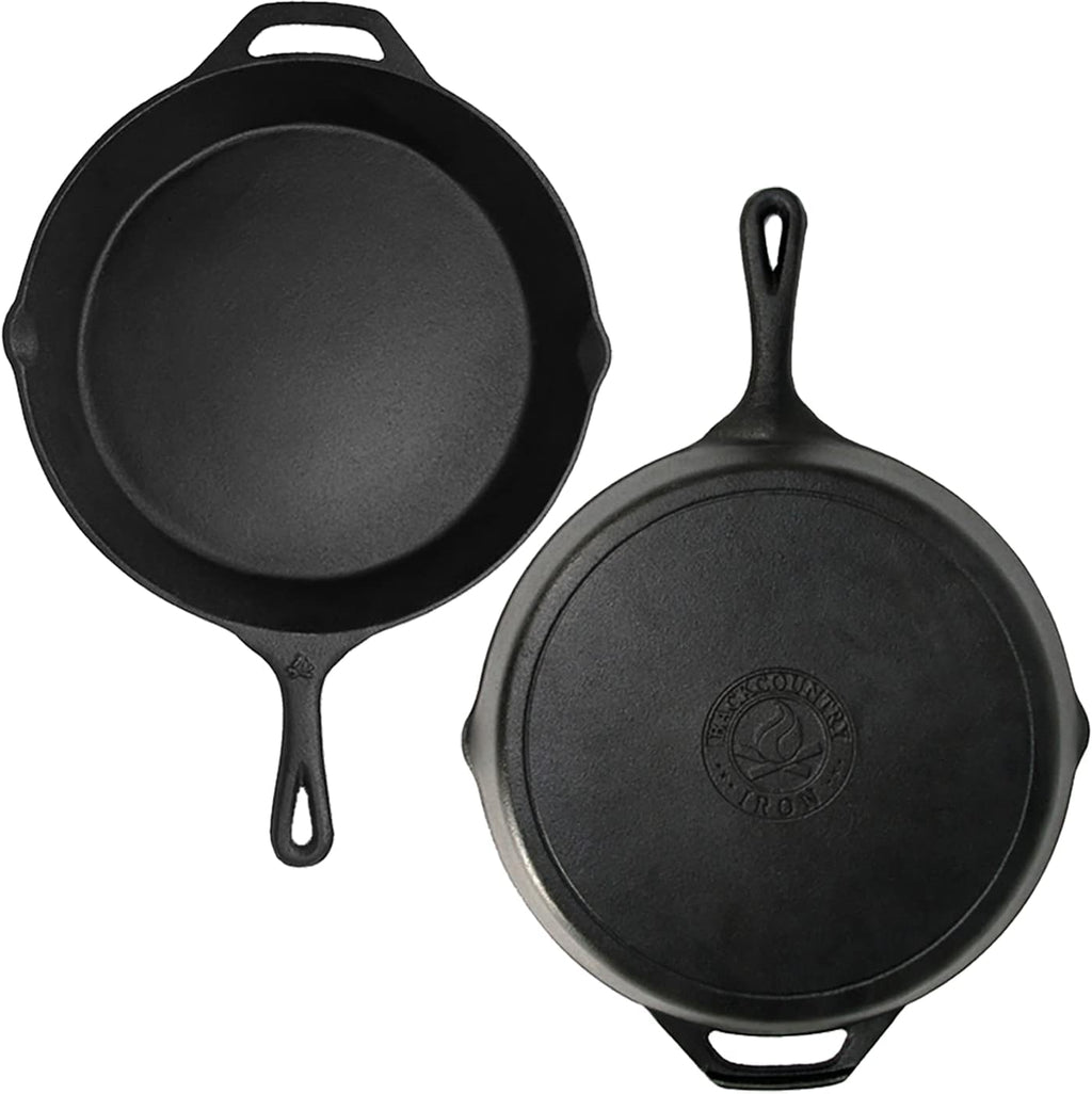 Skiennix 12-Inch Round Cast Iron Skillet - Pre-Seasoned for Superior Cooking Performance