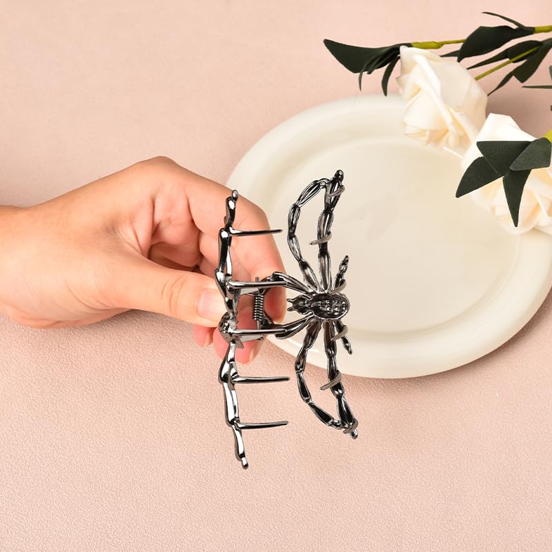 Black Spider Large Hair Clip for Thick Hair Gothic Halloween Accessory