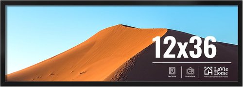 LaVie Home 12x36 Picture Frame - Black Wall Display Frame with HD Plexiglas | Vertical & Horizontal Use