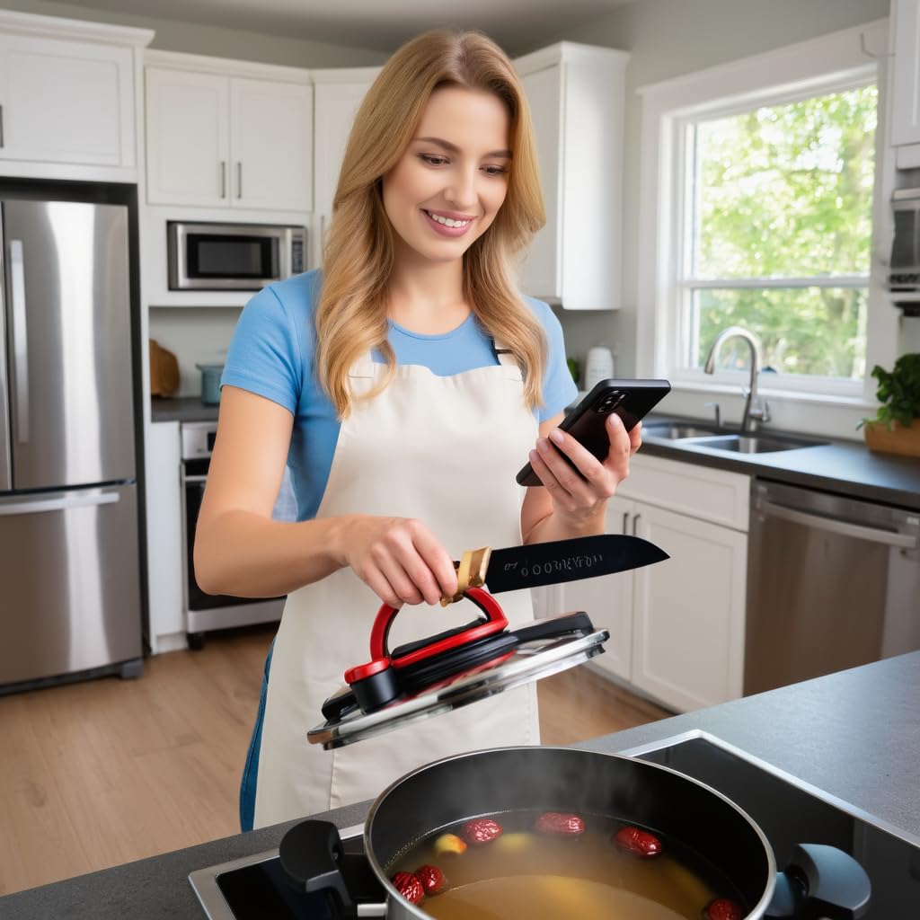 Stovetop 304 Stainless Steel Pressure Cooker, One-hand Easy Handle Lid, 3 PSI Setting, 6 Safety Systems, Dishwasher Safe, Olla de Presion, Works for All Cooktops (6.9 QT)