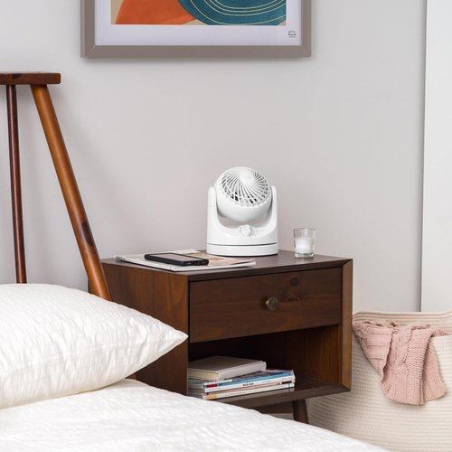 IRIS USA WOOZOO Desk Fan - Oscillating Air Circulator with 3 Speeds & 112° Adjustable Tilt | Quiet 27db Motor, White