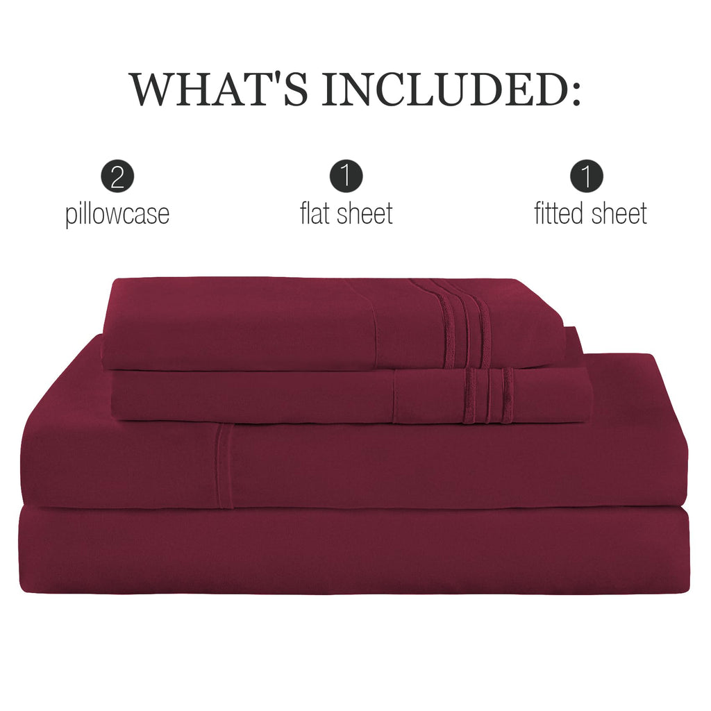 Yibeizi Queen Sheet Set Cooling Sheets Deep Pocket Queen Size Bed Sheets Set, Red Soft Microfiber Oeko-Tex Sheets & Pillowcases Hypoallergenic Wrinkle Free Bedsheets