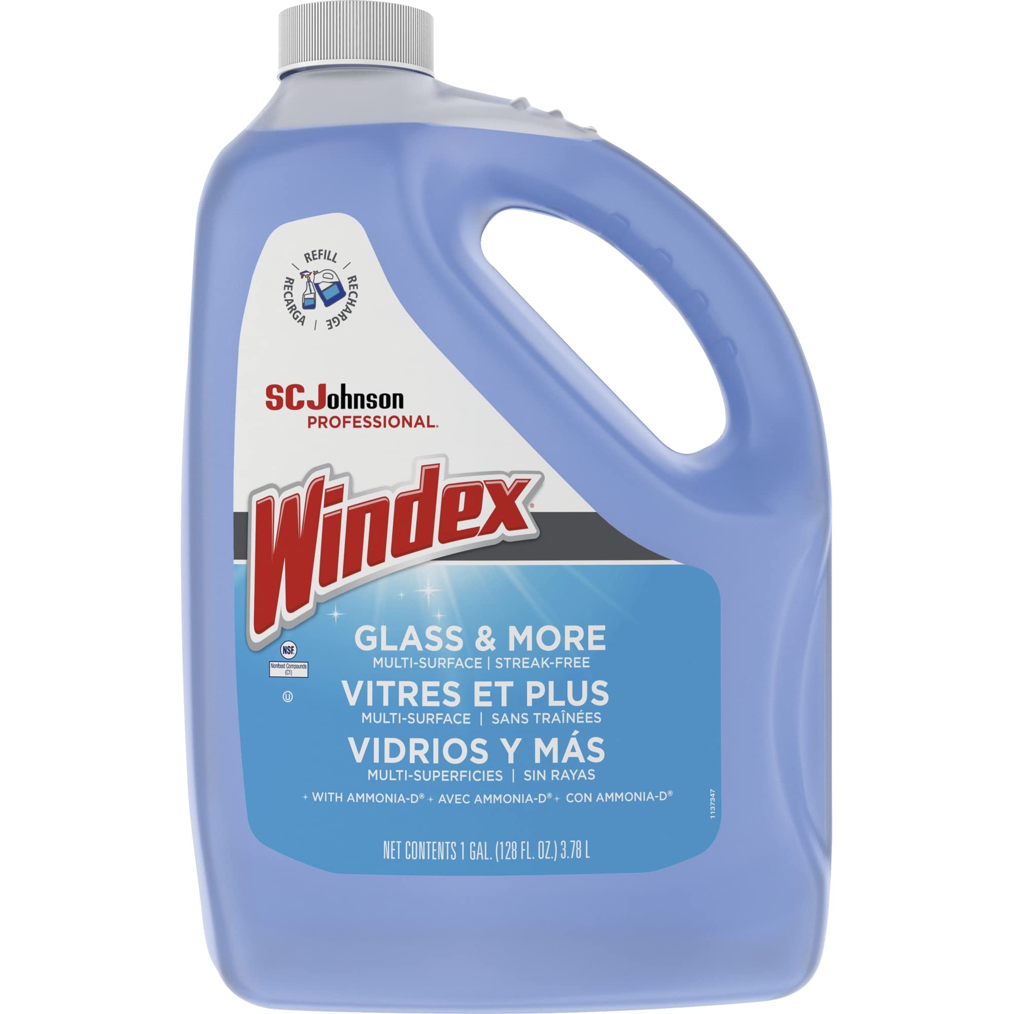 Windex 682252EA Powerized Formula Glass & Surface Cleaner, 1gal Bottle