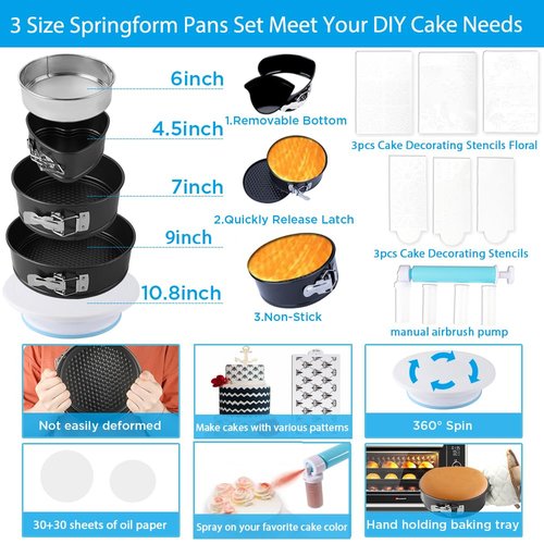 ake Decorating Kit, 672 Pcs Cake Decorating Supplies With Cake Carrier Holder Springform Pan Sets 3-Layer Toolbox Organizer Icing Piping Nozzles Cake Rotating Turntabl Baking Supplies Set Tools