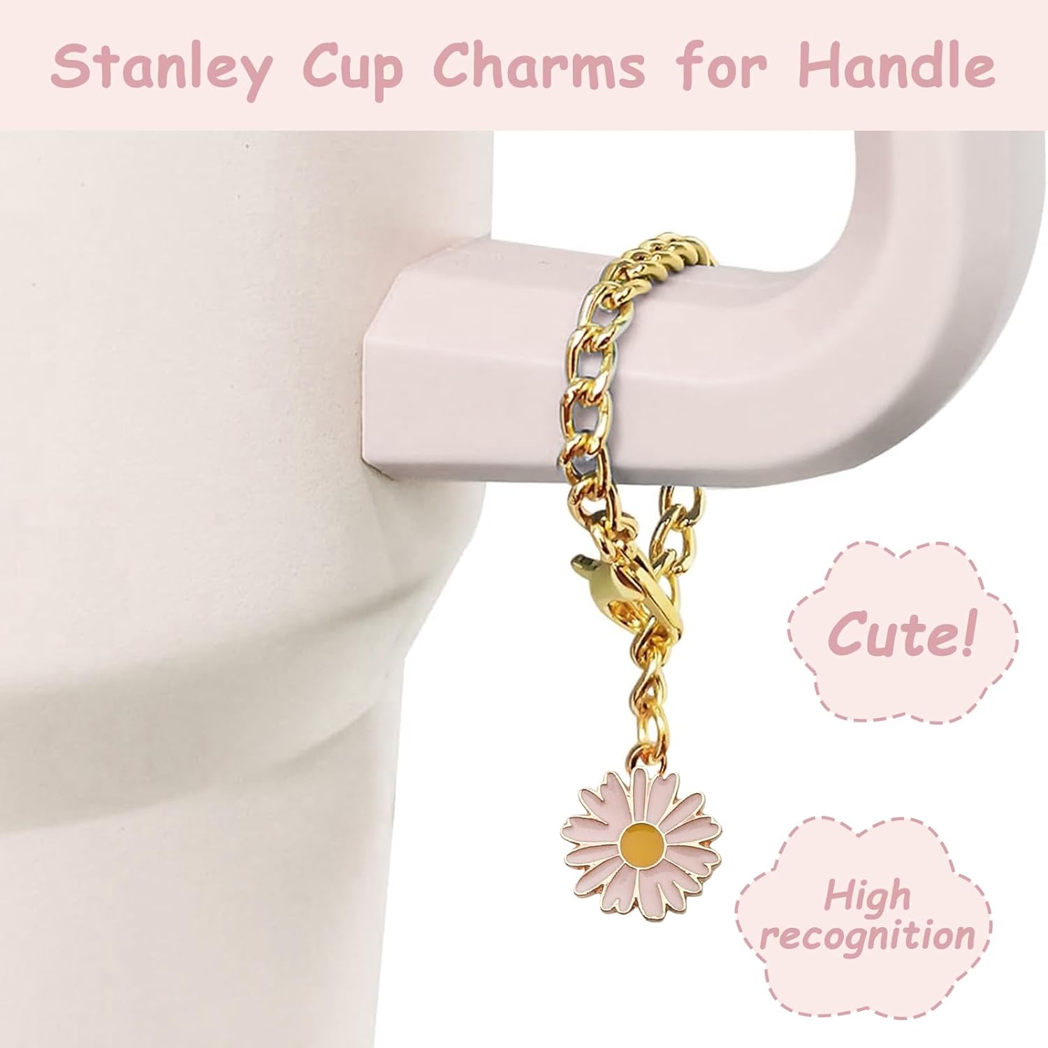 Stanley Cup Accessories Set - 2 Straw Covers, 1 Spill-Proof Stopper & 1 Butterfly Charm | Fits 40 & 30 Oz Tumblers (Rose Quartz)