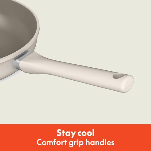 bella 7 Piece Cookware Set with EverGood™ Ceramic Nonstick Coating, Dishwasher Safe Oven Safe, All Stovetops Compatible, Glass Lids with Silicone Rims, Cool Touch Handles, Oatmilk