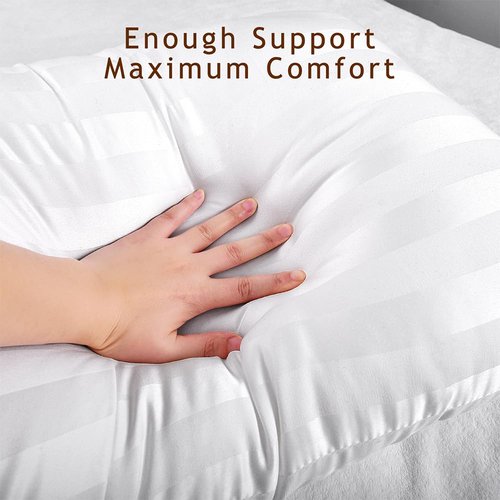 EIUE Bed Pillows for Sleeping 2 Pack Queen Size 20 x 30 Inches，Super Soft Down Alternative Microfiber Filled Pillows,Pillows for Side and Back Sleepers,Wide Stripe White
