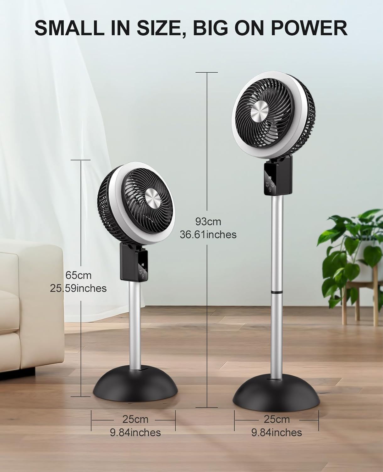 Skiennix Portable Standing Fan - 10000mAh Rechargeable Battery | 8 Speeds, 90° Oscillation, Adjustable Height