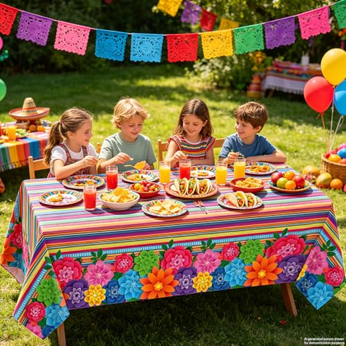 Mexican Fiesta Tablecloths 3 Pack Waterproof Striped Table Cover 51x86