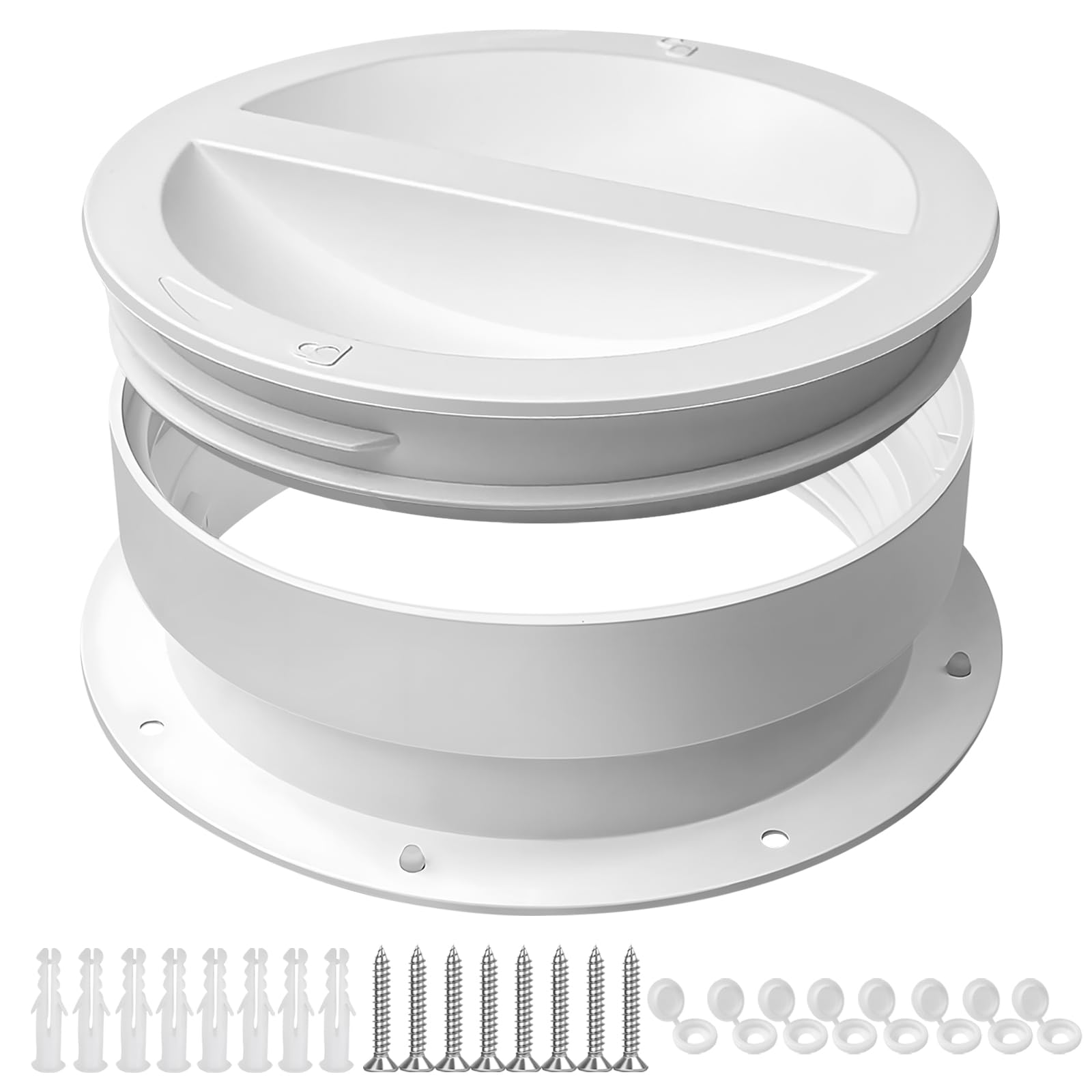 CCTP 1 Set Dual Size Wall Mount Connector for Portable Ac Vent Ac Exhaust Hose,Fit 6 and 6.5 Inches Hose,with Cover Plug(White)