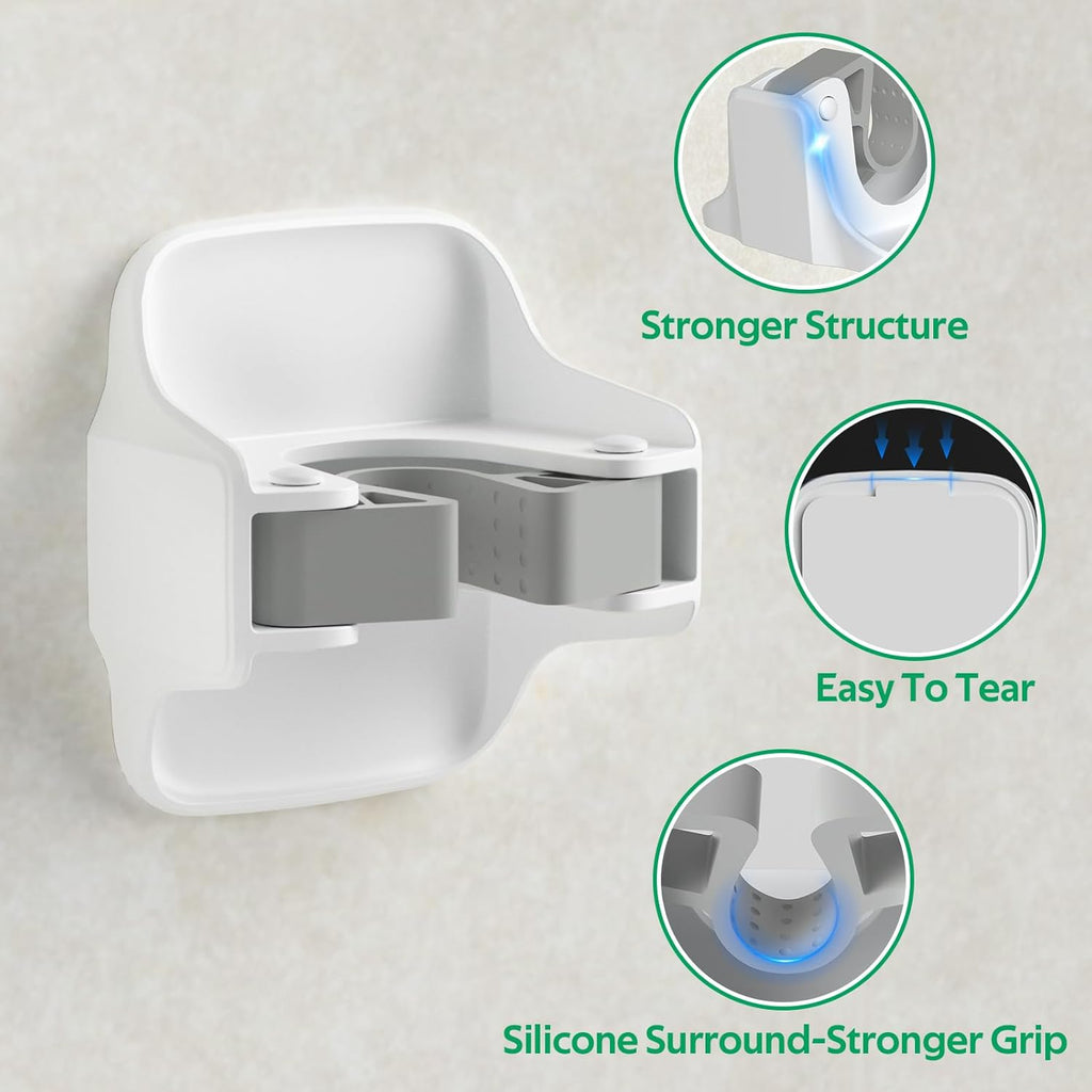 Reliahom Broom Holder Wall Mount - No Drilling, Self-Adhesive Mop Grippers | 5 Pack, White Garage Organizer