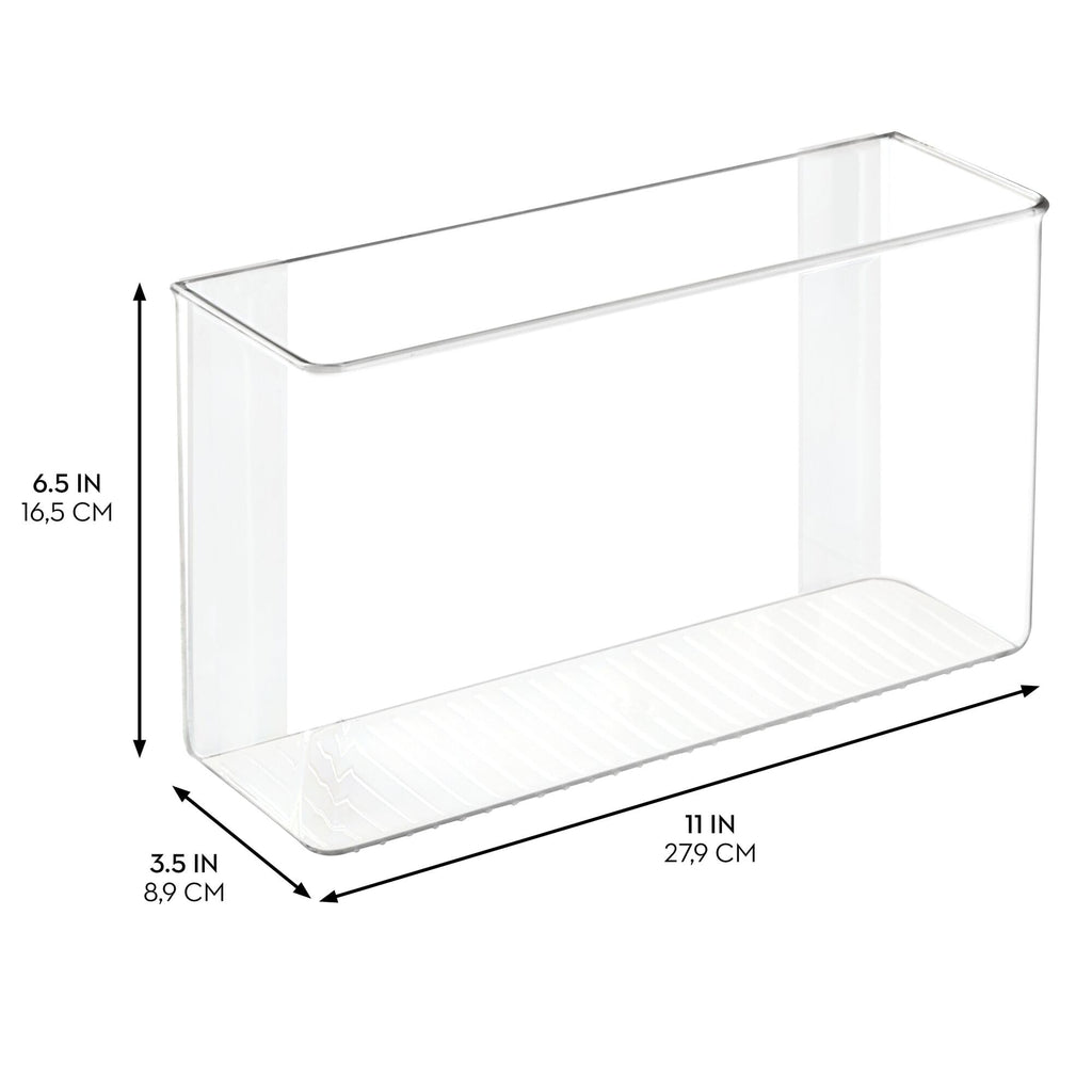 iDesign AFFIXX Plastic Wall Mount Organizer for Kitchen Bathroom, Office, Bedroom, Garage, Craft Room, 3.5" x 11" x 6.5", Clear