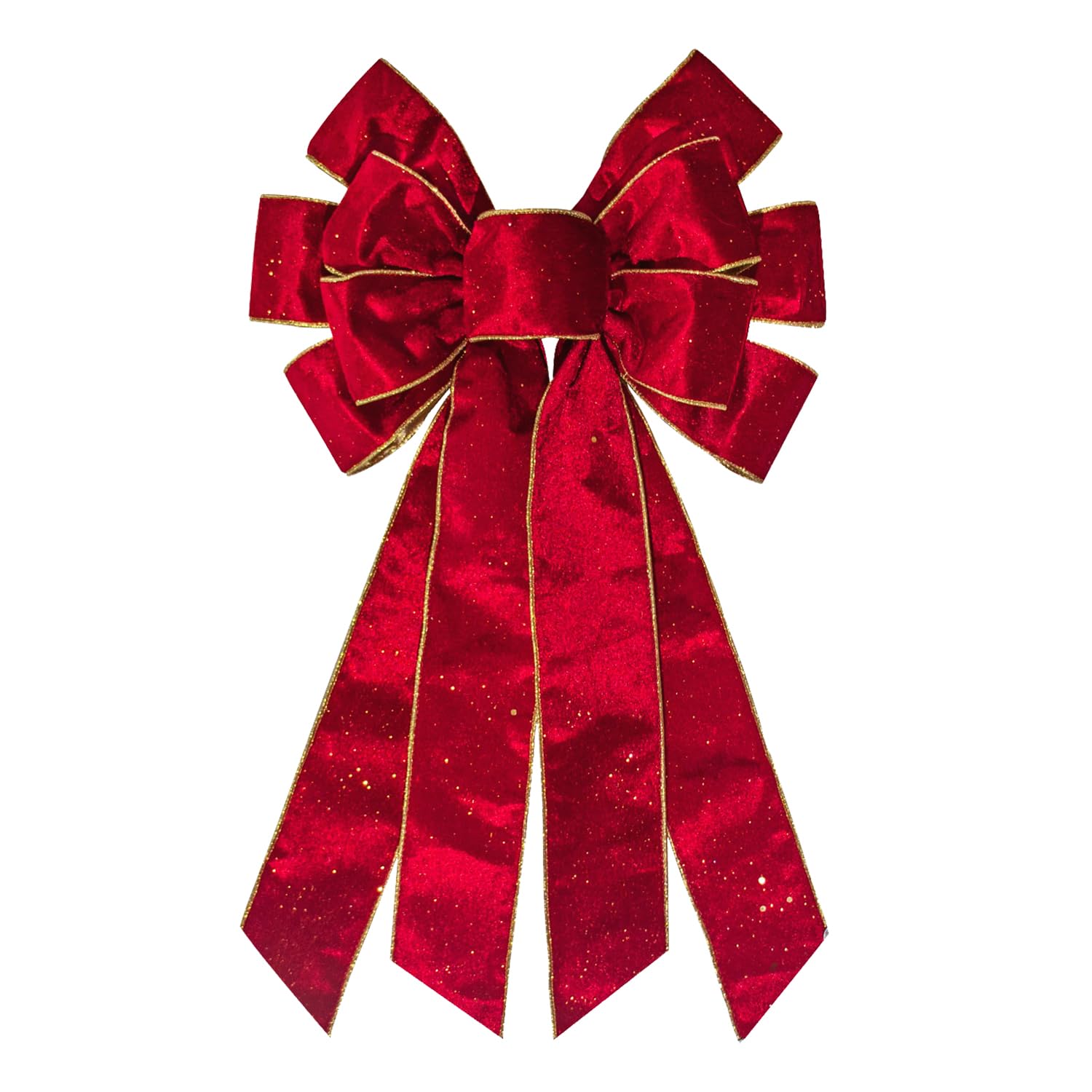 Hying Large Christmas Bows for Wreath, Glitter Red Velvet Wreath Bow Xmas Holiday Tree Topper Bows Ornaments for Front Door New Year Christmas Party Decoration Supplies