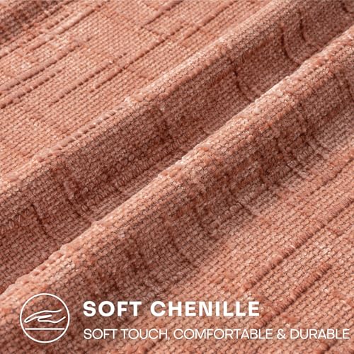 ZSkogur Coral Chenille Throw Pillow Covers 16x16 Inch (Set of 2)