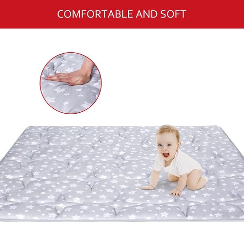 Hiaksedt Baby Play Mat - Non-Slip Padded Crawling Mat for Floor | 50" x 50" One-Piece Design