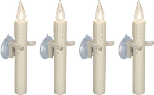 612 Vermont Vintage LED Window Candles - Battery Operated with Timer | Bright Warm White Glow (Pack of 4)
