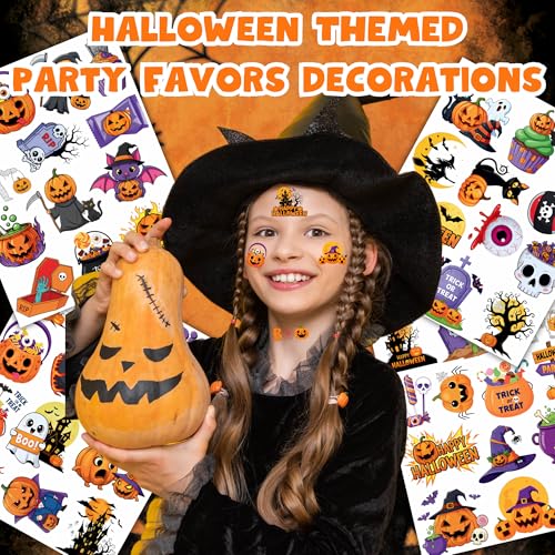 CAVALATAT 50 PCS Halloween Temporary Tattoos for Kids Party Favors