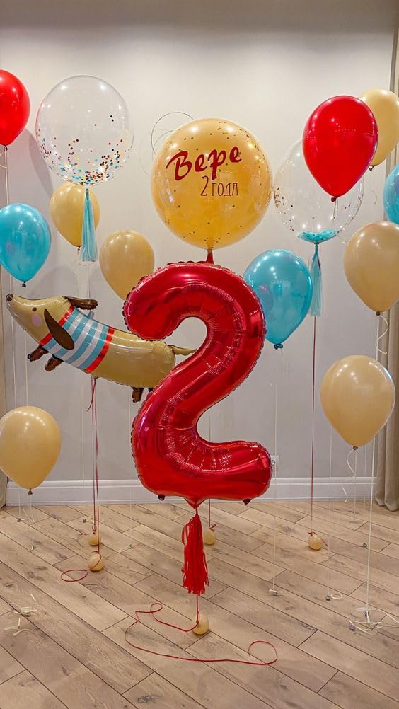 Red 40-Inch Number 2 Balloon | Perfect Birthday Decorations for 2nd Birthday Party Supplies