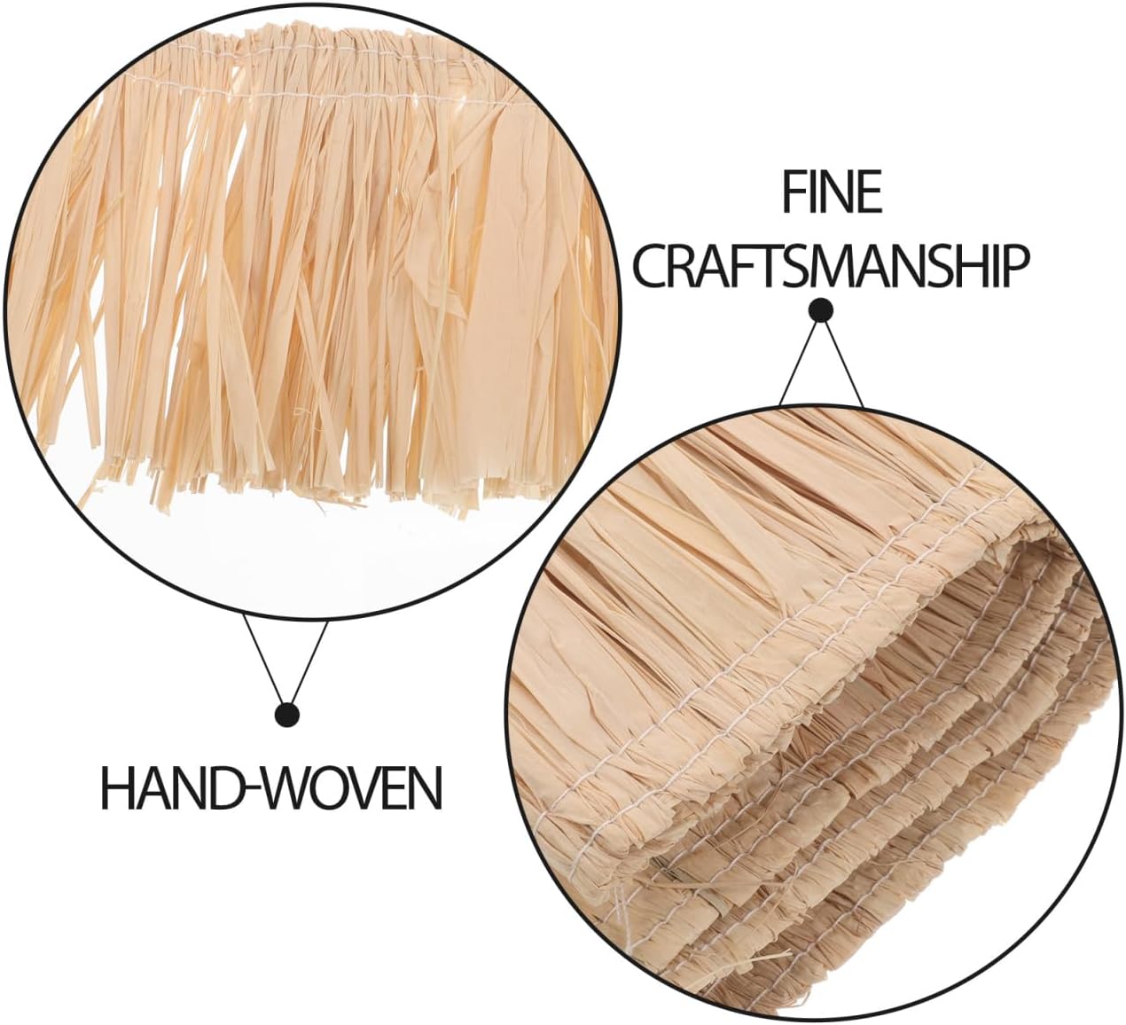 Skiennix Natural Raffia Fringe Trim - Handmade Straw Tassels for Boho Decor | DIY Wall Hanging