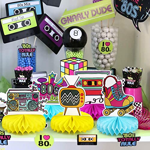 80s Retro Honeycomb Centerpieces - 9pcs Table Decorations