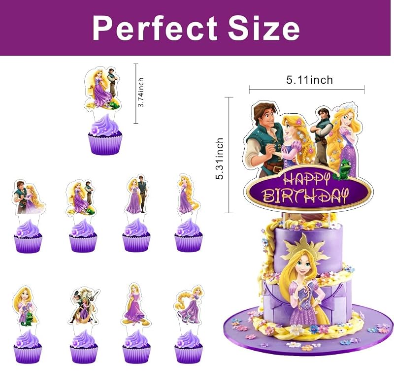 Cake Decorations Set with 1 Cake Topper & 24 Cupcake Toppers - Birthday Party Supplies