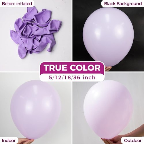 Bezente Pastel Purple Latex Balloons - 100 Pack 12-Inch Round Helium Lilac Party Decorations