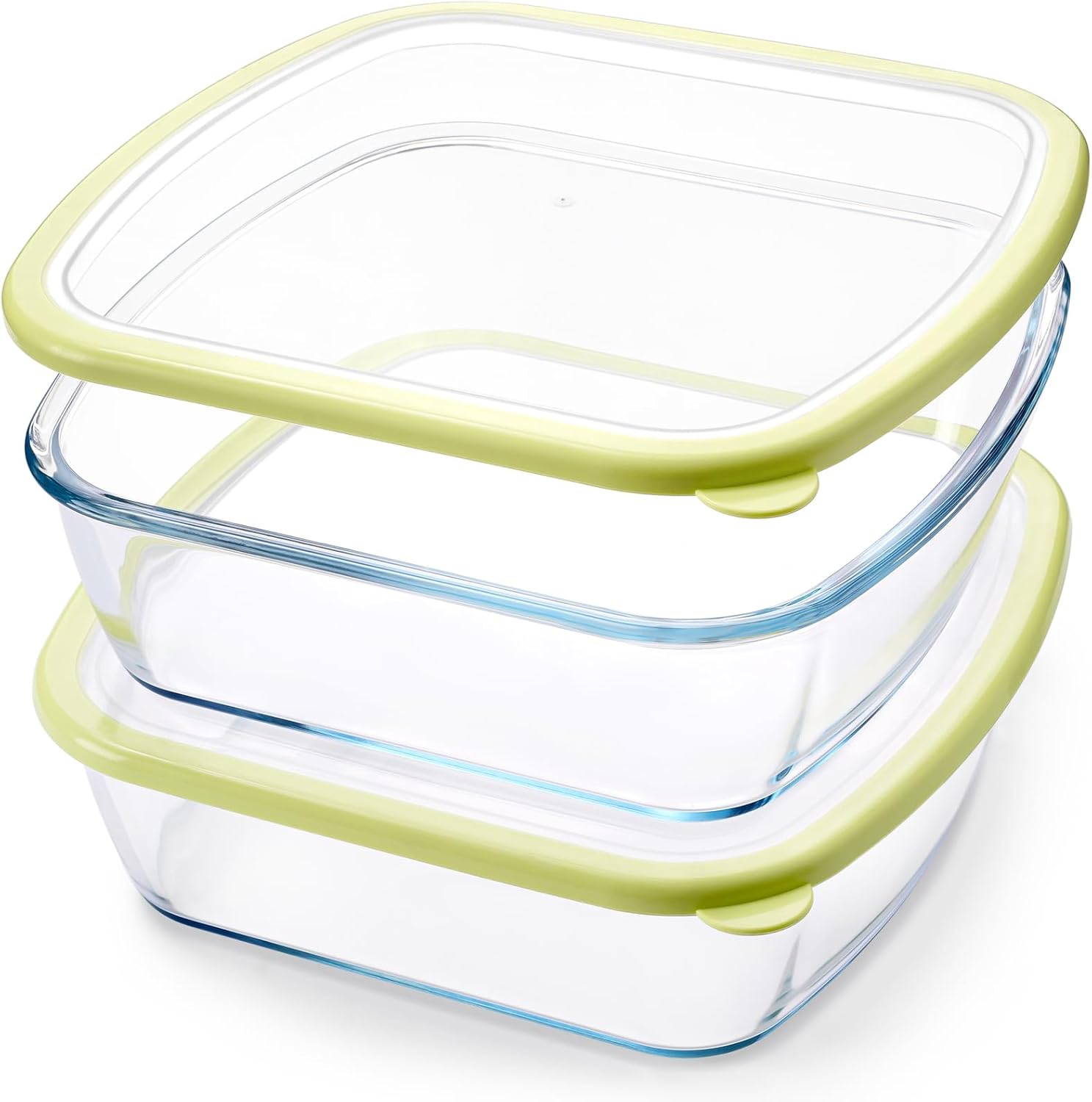 NUTRIUPS 9 x 9 Glass Baking Dish Set - 2.75QT Deep Oven Safe Pan with Lid | 2 Pack in Yellow