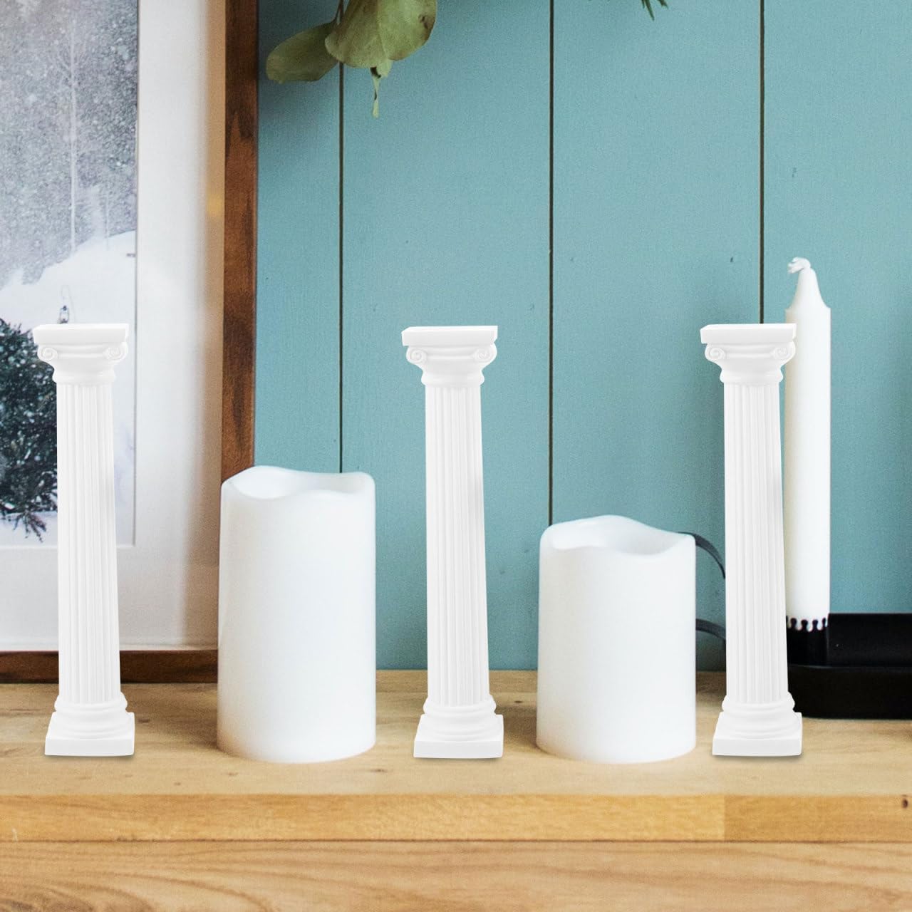 Totority Miniature White Plastic Roman Columns - 6Pcs 6.7 Inch Tall Architectural Decor for Home & Parties