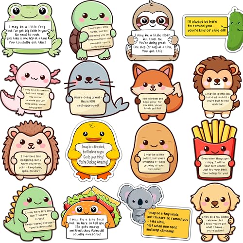 16-Piece Emotional Support Animal Fridge Magnets Set with Uplifting Messages