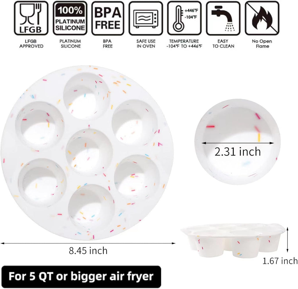 Skiennix Silicone Egg Bite Molds - Non-Stick Air Fryer Muffin Pan | 7 Cups for Mini Muffins & Tarts