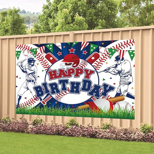 Baseball Birthday Party Backdrop - 70.8 x 47.2 Inch Banner for Boys