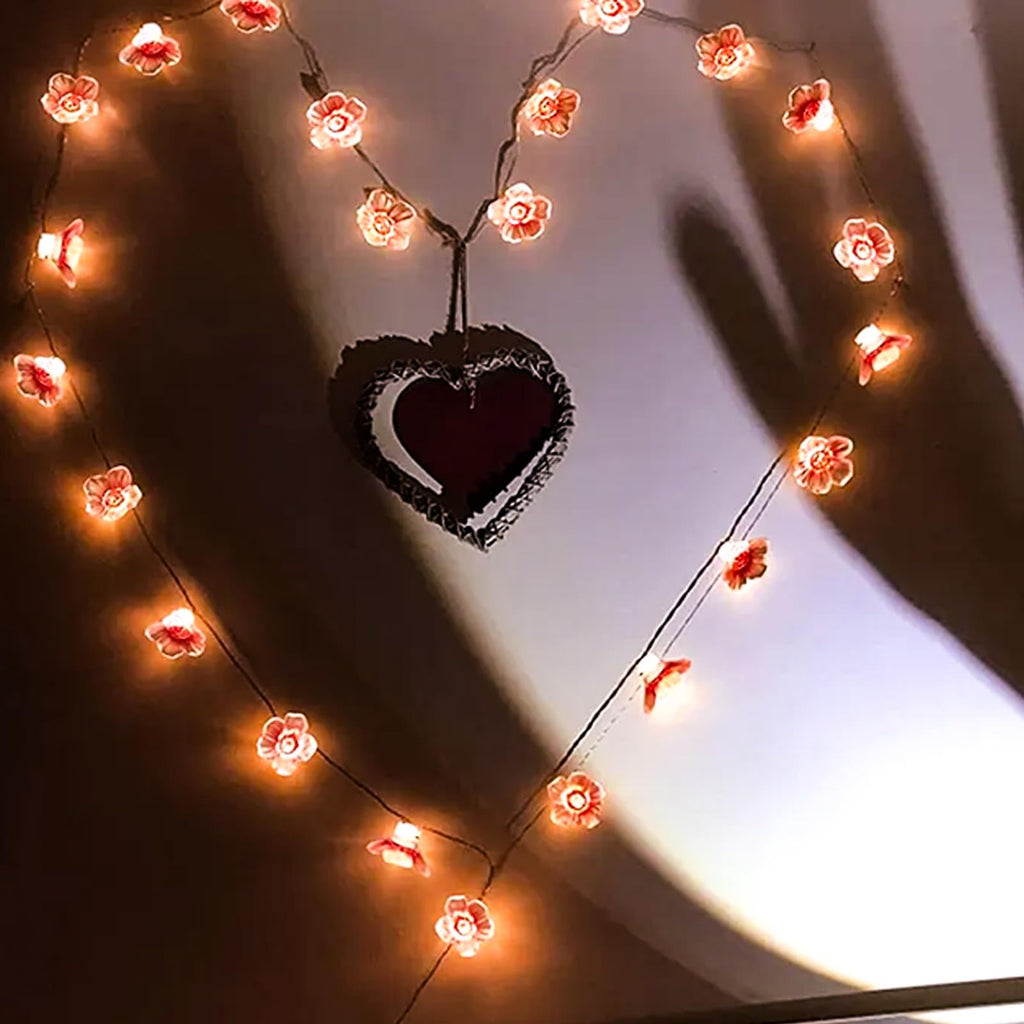 Keretuby Pink Fairy Cherry Blossom Flower String Lights for Bedroom, USB Plug in and Battery Operated 13ft 40 LED Cute Indoor Outdoor Hanging Decorations for Birthday Wedding Party Christmas Easter