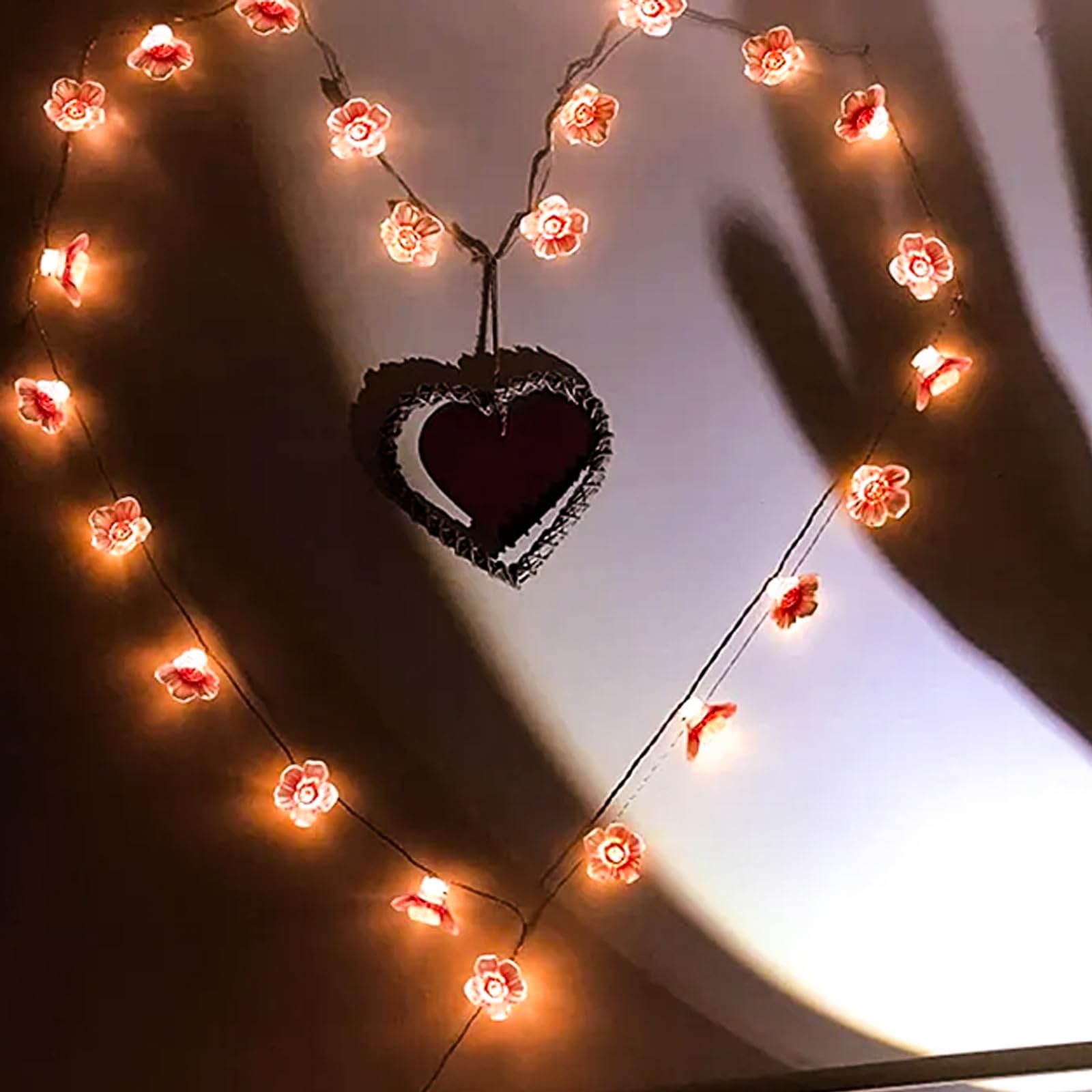 Keretuby Pink Fairy Cherry Blossom Flower String Lights for Bedroom, USB Plug in and Battery Operated 13ft 40 LED Cute Indoor Outdoor Hanging Decorations for Birthday Wedding Party Christmas Easter
