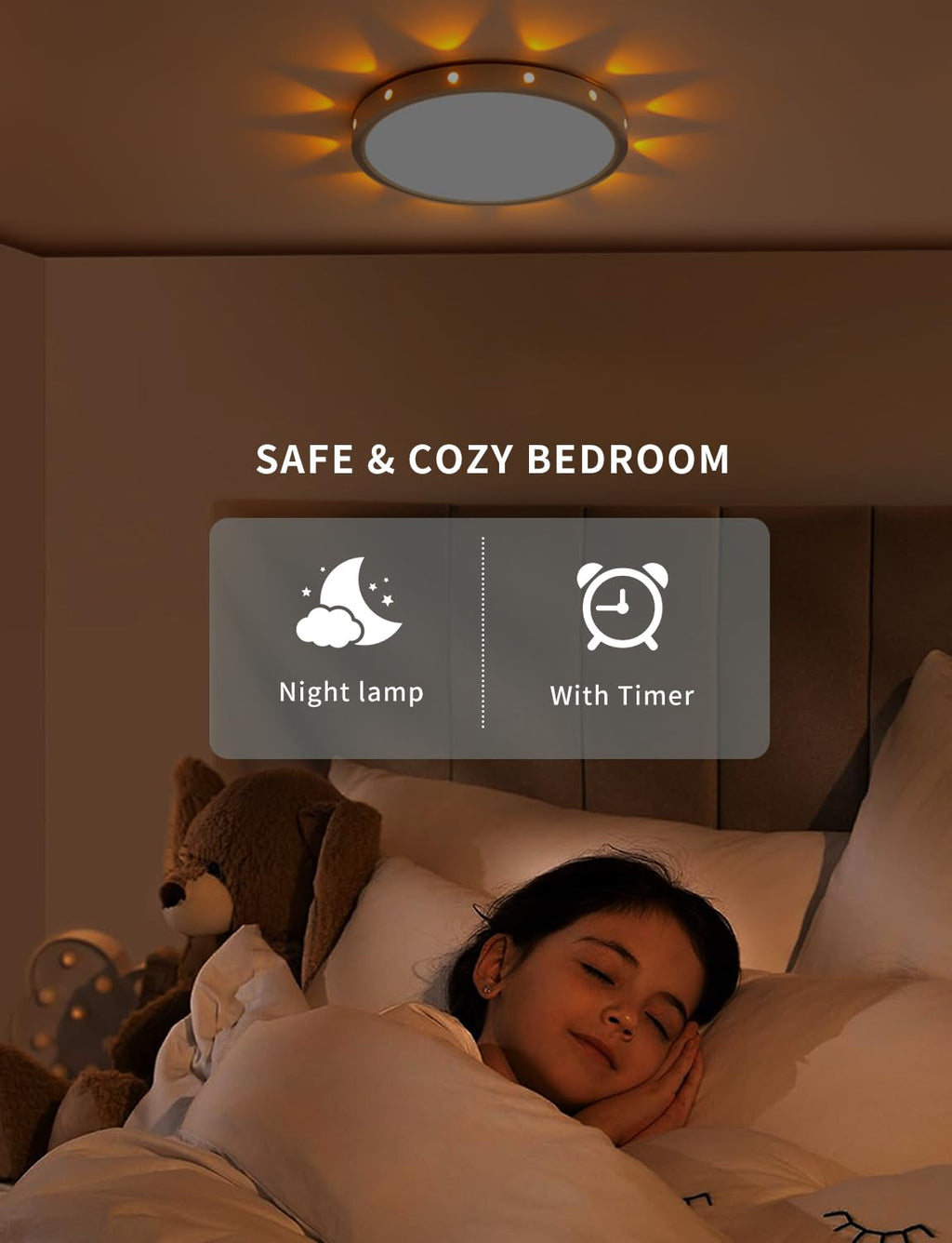 Anmaice 12in 24Watt Flush Mount led Ceiling Light fixtures.Remote Control Dimmable Ceiling Lights for Bedroom, Dining Room, Kitchen, Round White