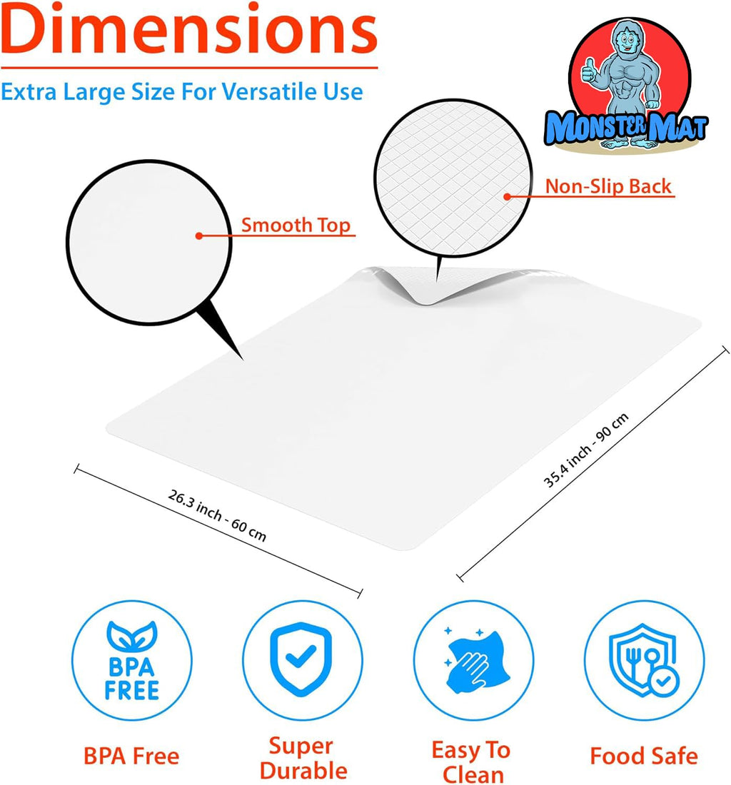 MonsterMat Extra Large Flexible Kitchen Mat – 23.4" x 35.6" x 0.08" – Ultra Thin Chopping Board, durable, Non-Slip, and Versatile Kitchen Extra Large Cutting Board and Craft Cutting Mat (1)