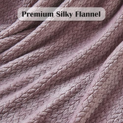 NEWCOSPLAY Flannel Fleece Throw Blanket, Light Purple Leaves Pattern, 50"x60"