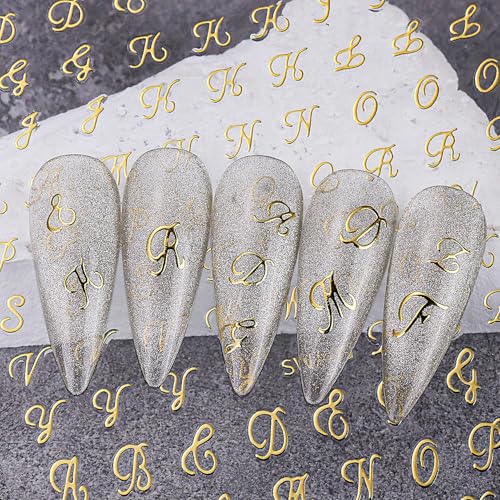 CHANGAR Retro Letter Nail Art Stickers, 6 Sheets Old English Decals
