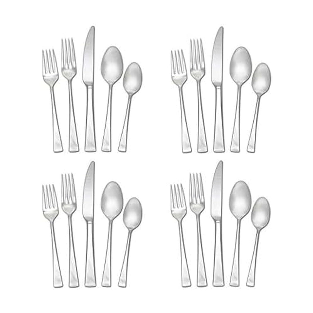 Mikasa Lucia 20-Piece Flatware Set, Service for 4, 18/10 Stainless Steel Silverware Set with Dinner Forks, Salad Forks, Knives, Spoons and Teaspoons, Dishwasher Safe