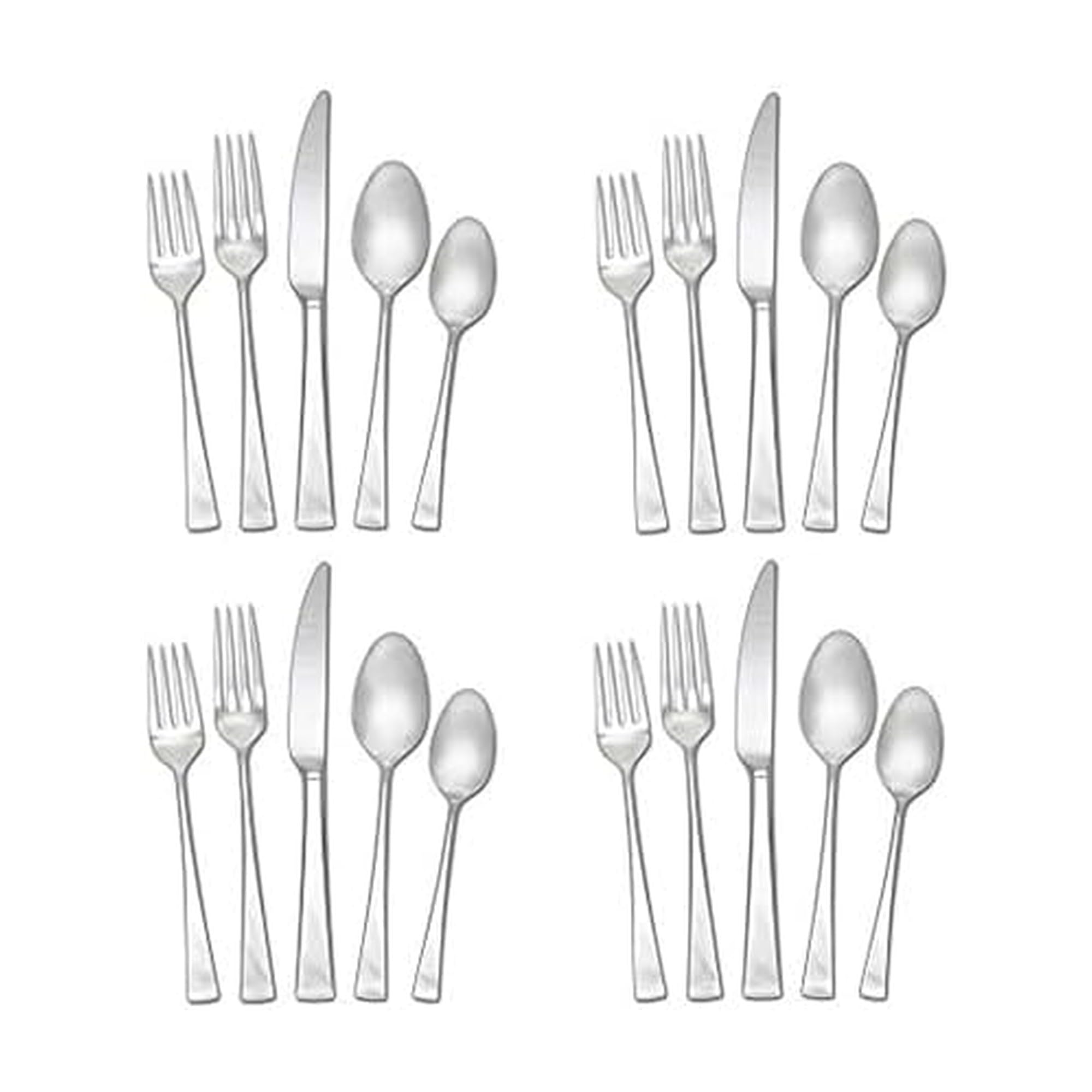 Mikasa Lucia 20-Piece Flatware Set, Service for 4, 18/10 Stainless Steel Silverware Set with Dinner Forks, Salad Forks, Knives, Spoons and Teaspoons, Dishwasher Safe