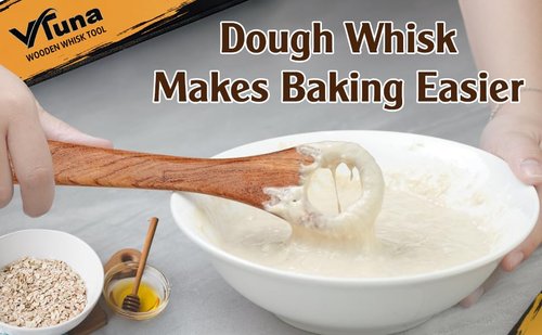 Vtuna Wooden Danish Dough Whisk, Bread Whisking Tool for Mixing Sourdough, Egg and Flour Mixer Whisk, Traditional Bread Baking Tools and Supplies.